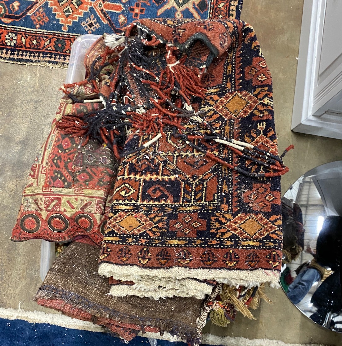 A group of assorted Caucasian saddlebags and other small rugs